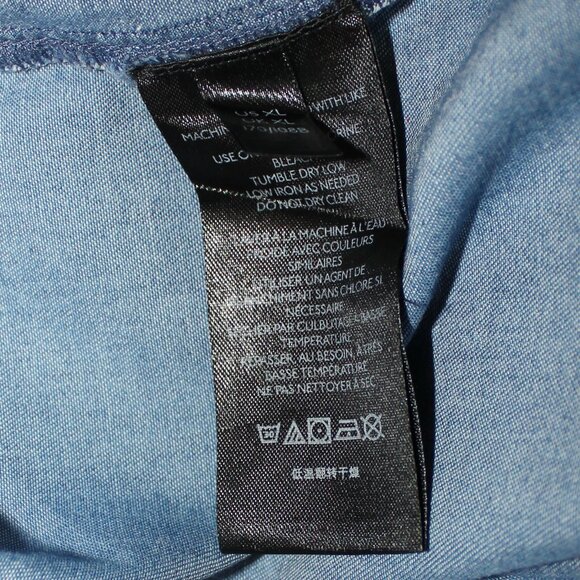 Pilcro Shirt Button Up Denim Chambray Patchwork Long Sleeve Blue XL - Picture 6 of 7